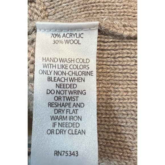 Willi Smith Womens Medium Beige Tan Cable Knit Cardigan Sweater Acrylic - Picture 4 of 4